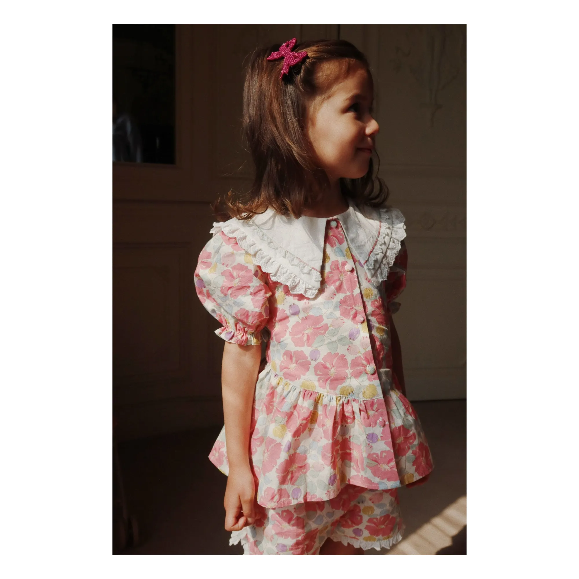 Blouse à Col Cœur Coton Bio | Rose- Image produit n°3