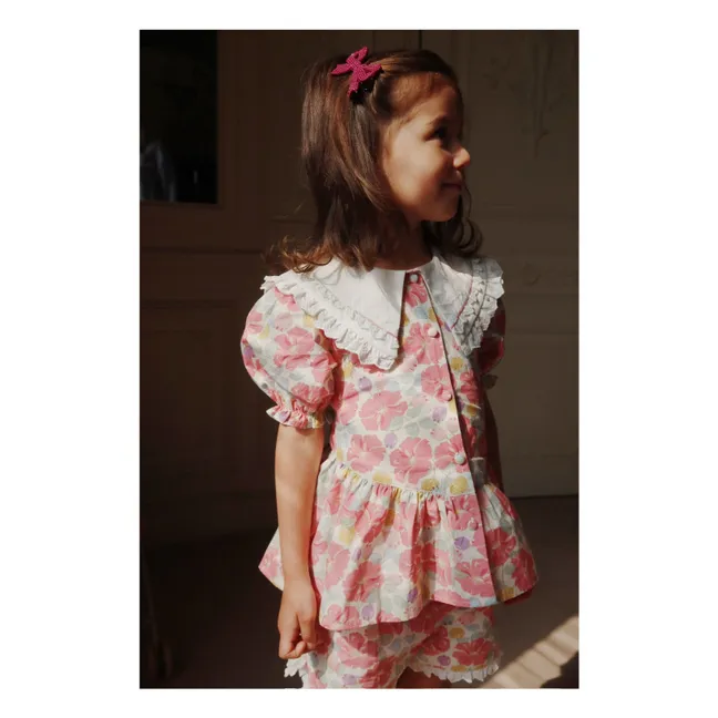 Blusa de algodón orgánico con cuello corazón | Rosa
