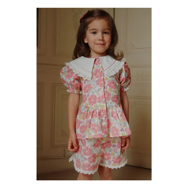 Blusa de algodón orgánico con cuello corazón | Rosa