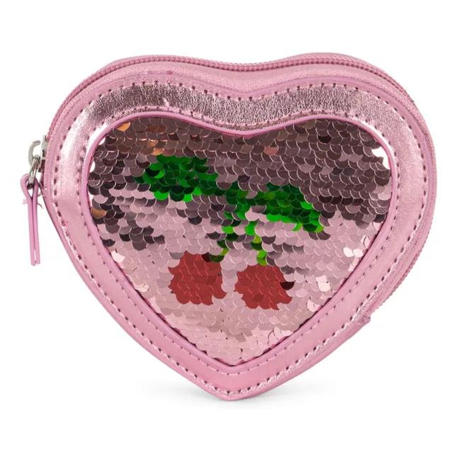 Borsellino con cuore in paillettes | Rosa