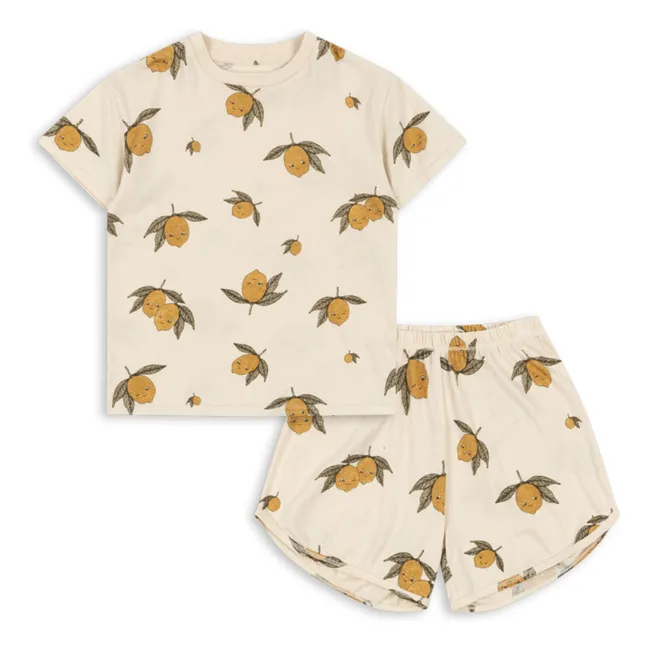 Set di maglietta e pantaloncini in cotone biologico Famo | Ecru
