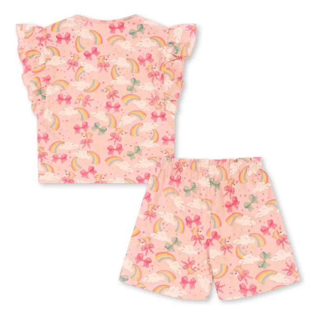 Ensemble T-Shirt et Short Lin Coton Bio | Rose