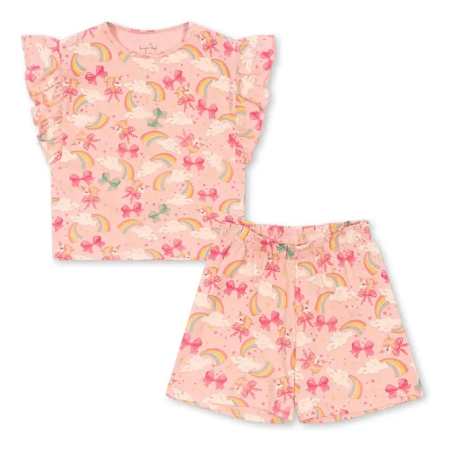 Ensemble T-Shirt et Short Lin Coton Bio | Rose