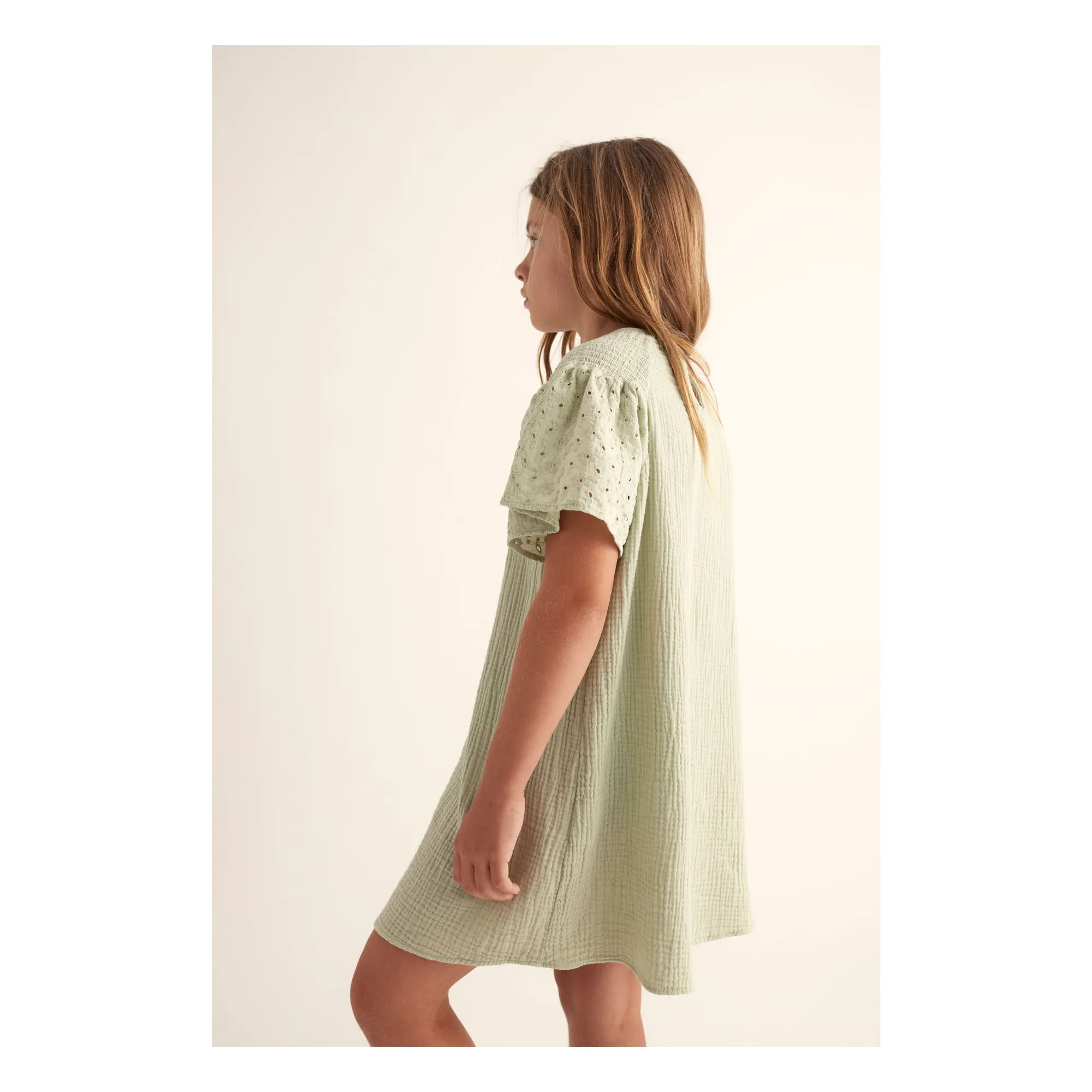 Robe Carla Gaze De Coton | Vert pâle- Image produit n°4