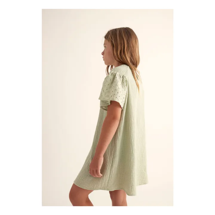Robe Carla Gaze De Coton | Vert pâle- Image produit n°4
