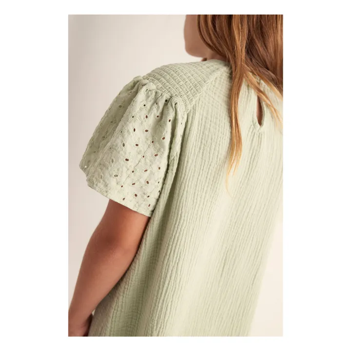 Robe Carla Gaze De Coton | Vert pâle- Image produit n°3