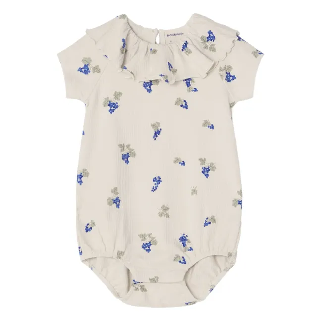 Barboteuse Raisin Volant Coton Bio | Ecru