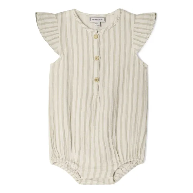 Strampelanzug Pebble Gestreift | Beige