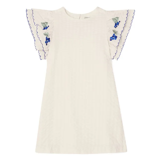 Grappe Volant Gaufrée dress | Ecru