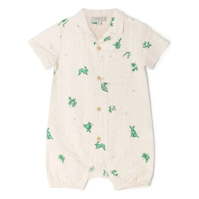 Azulejos Embossed Playsuit | Ecru