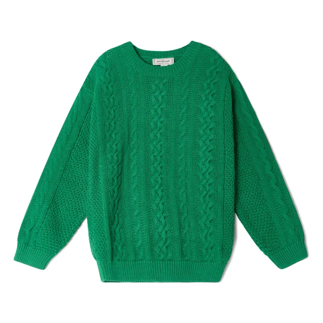 Pull Torsade Coton Bio | Vert