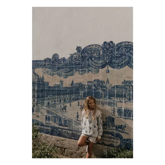Karierte Bluse mit Prägung | Rosa
