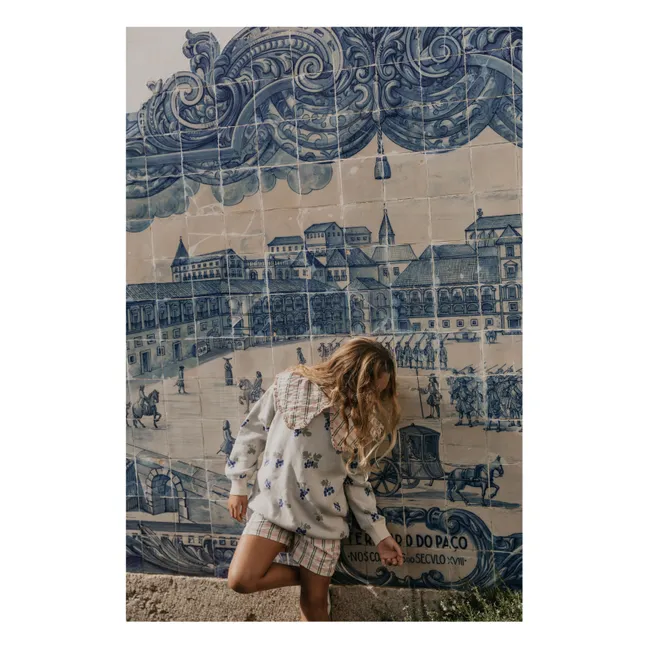 Karierte Bluse mit Prägung | Rosa