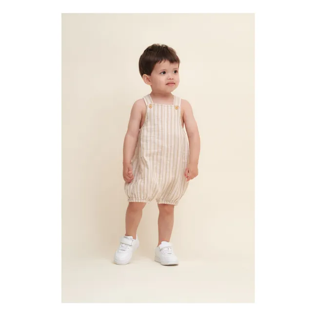 Latzhose Pebble Streifen | Beige
