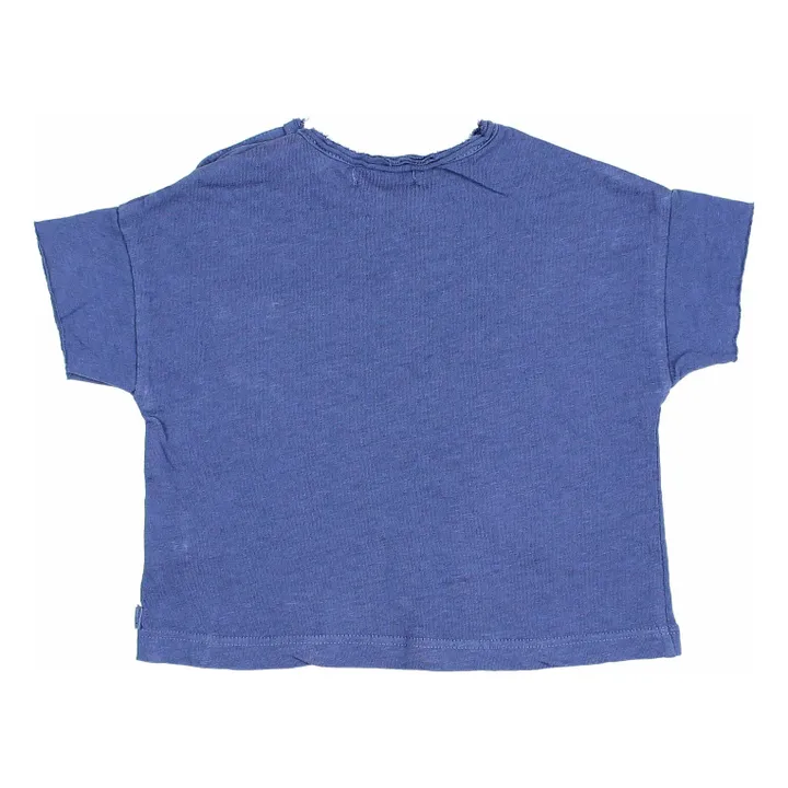 Short-sleeved linen T-shirt | Indigo blue- Product image n°1