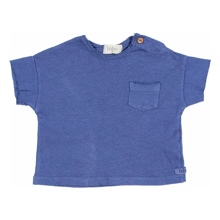 Short-sleeved linen T-shirt | Indigo blue- Product image n°0