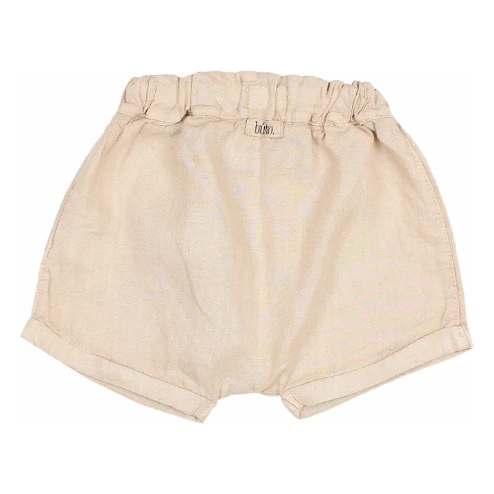 Pantalones cortos de lino lisos | Arena- Imagen del producto n°1