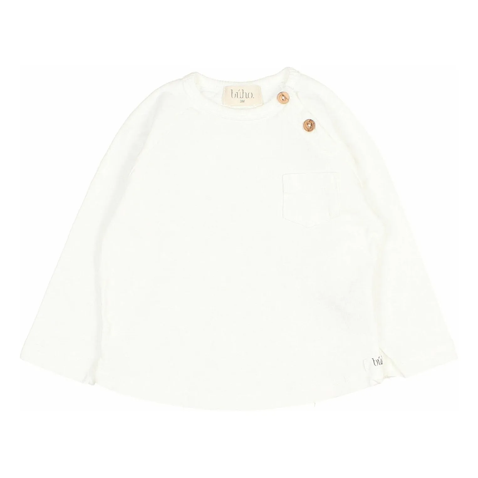 Búho White Long-Sleeved Linen T-Shirt
