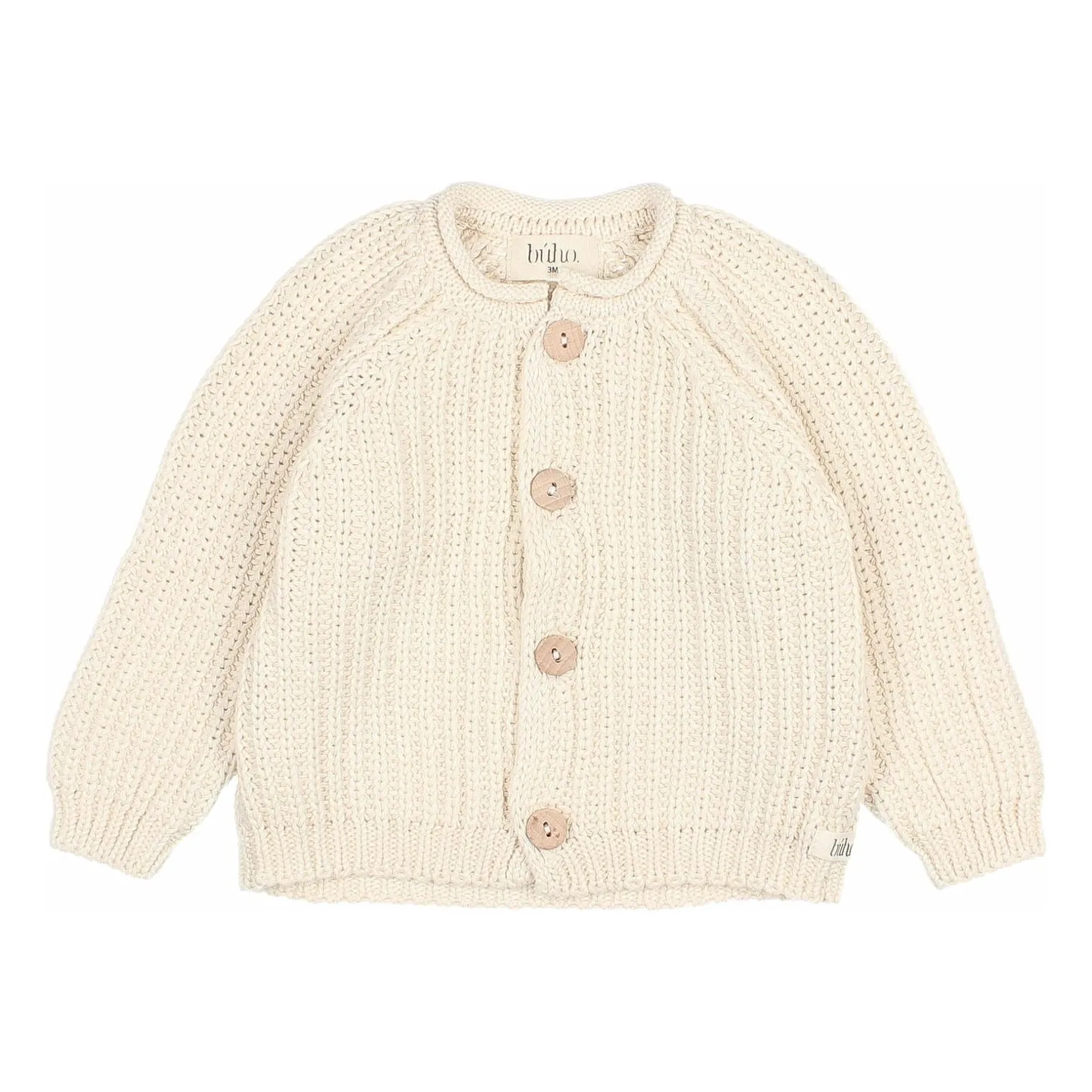 Búho Ecru Organic Cotton Baby Cardigan