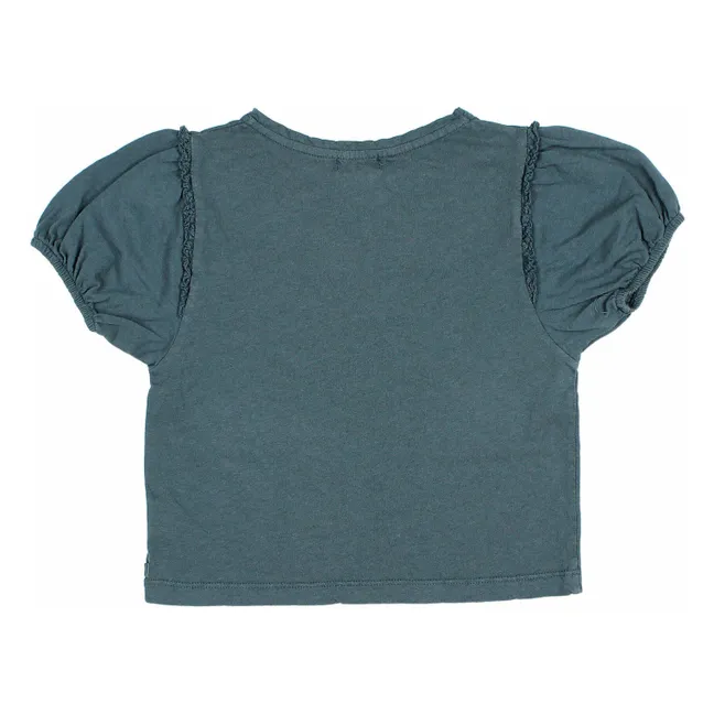 T-Shirt Spitze Leinen | Pfauenblau