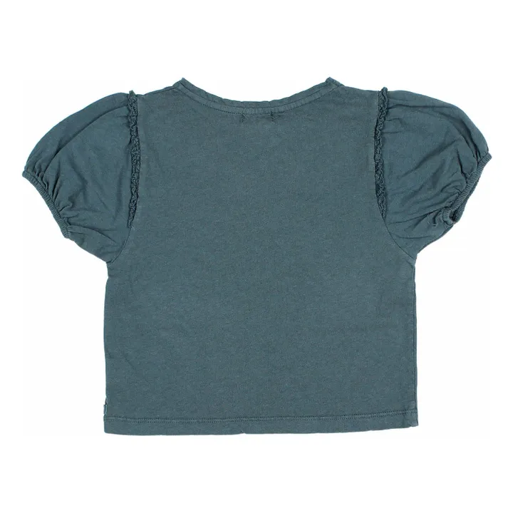 T-Shirt Spitze Leinen | Pfauenblau- Produktbild Nr. 1