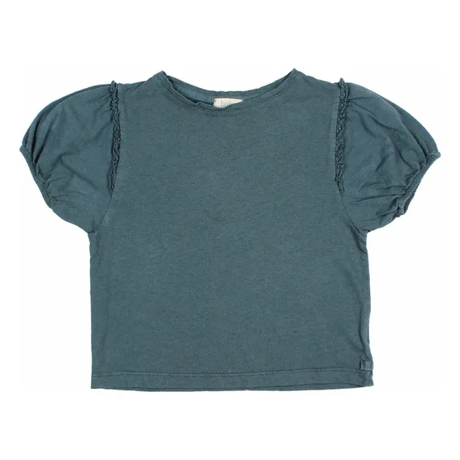 Camiseta de encaje de lino | Azul Pato
