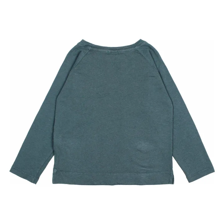 T-shirt Manches Longues Poche Lin | Bleu canard- Image produit n°1