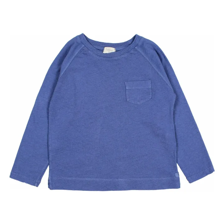 T-shirt Manches Longues Poche Lin | Bleu indigo- Image produit n°0