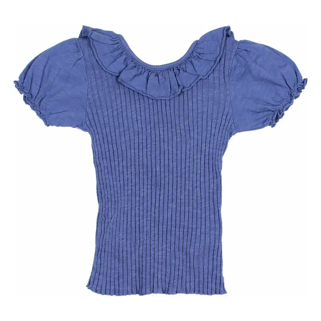 T-Shirt Volants Bio-Baumwolle | Indigoblau