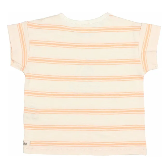 T-Shirt mit Streifen, Baby, aus Bio-Baumwolle | Apricot