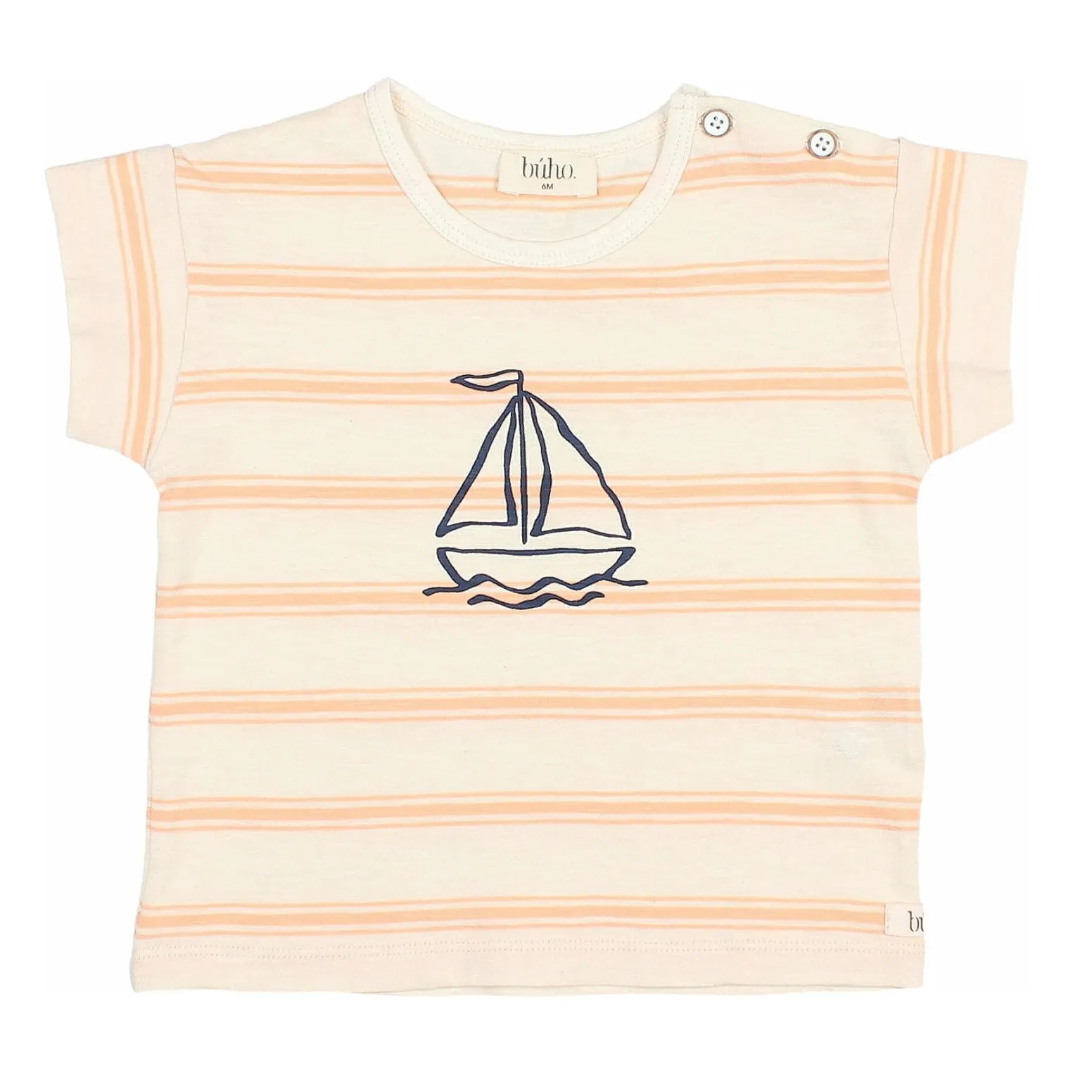 Búho Apricot Stripes Baby Organic Cotton T-Shirt