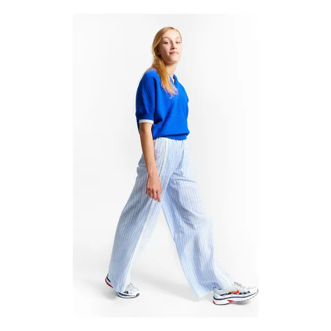 Pantalon Rayures Society | Bleu ciel