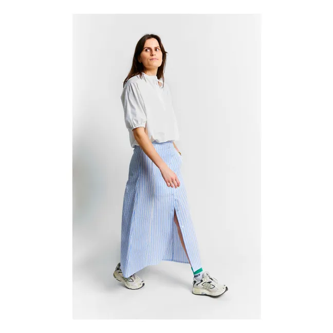 Supreme Mid-Long Stripe Skirt | Light blue