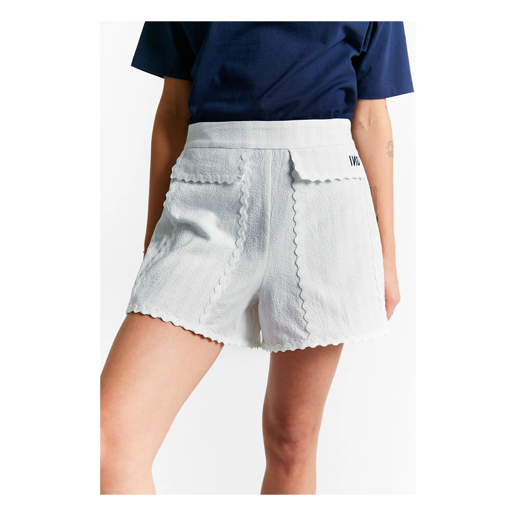 Indee White States Stripes Short