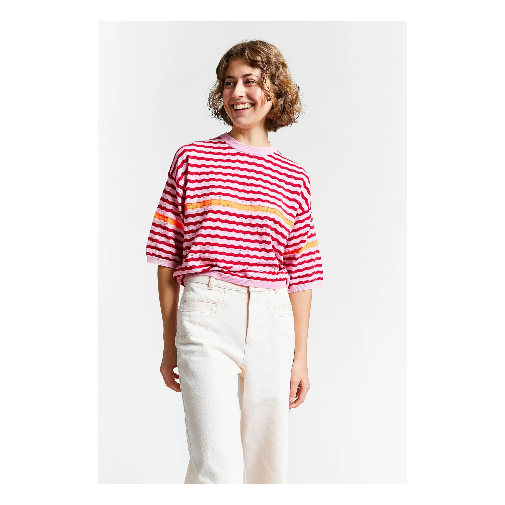 Indee Pink Singapore Stripes Sweater