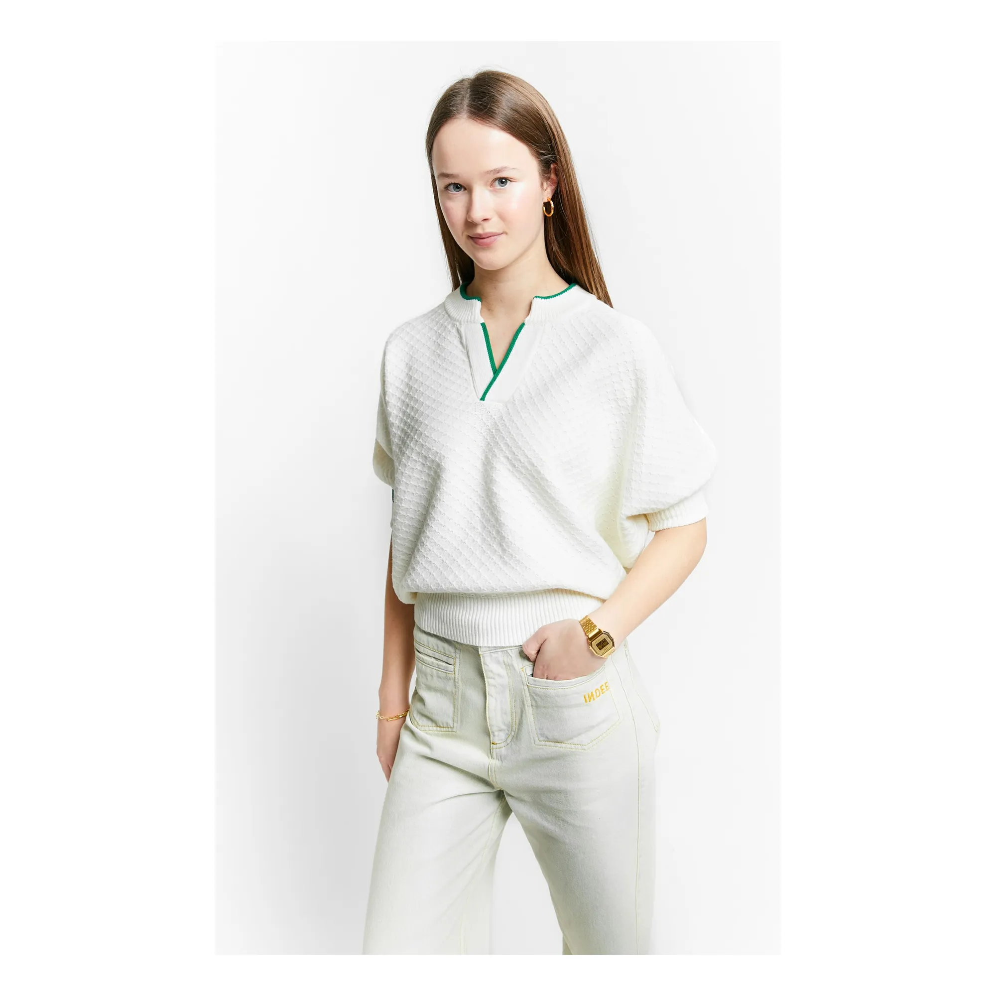 Indee Ecru Sanaa 3/4 Sleeve Sweater