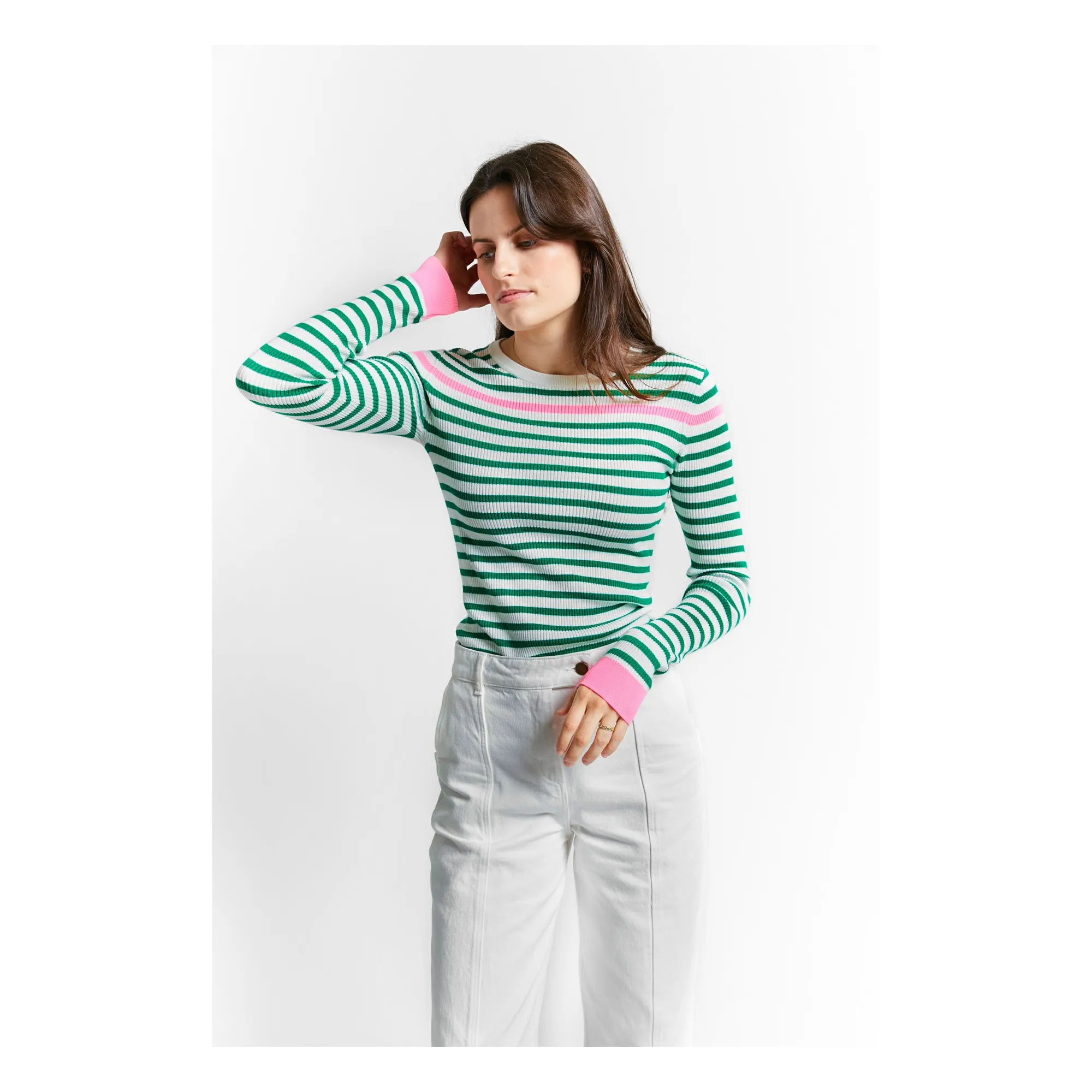 Indee Green Salto Stripes Sweater