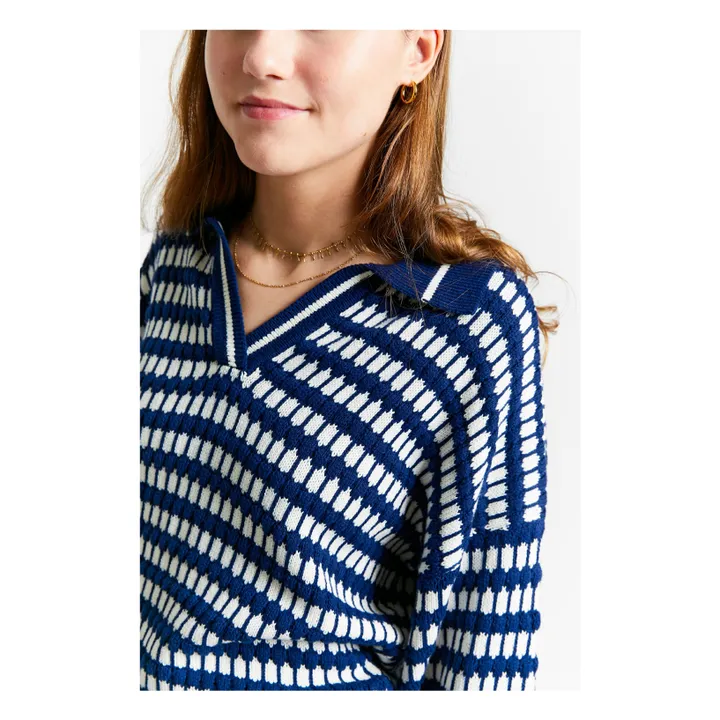 Pull Rayures Sablon | Bleu marine- Image produit n°2