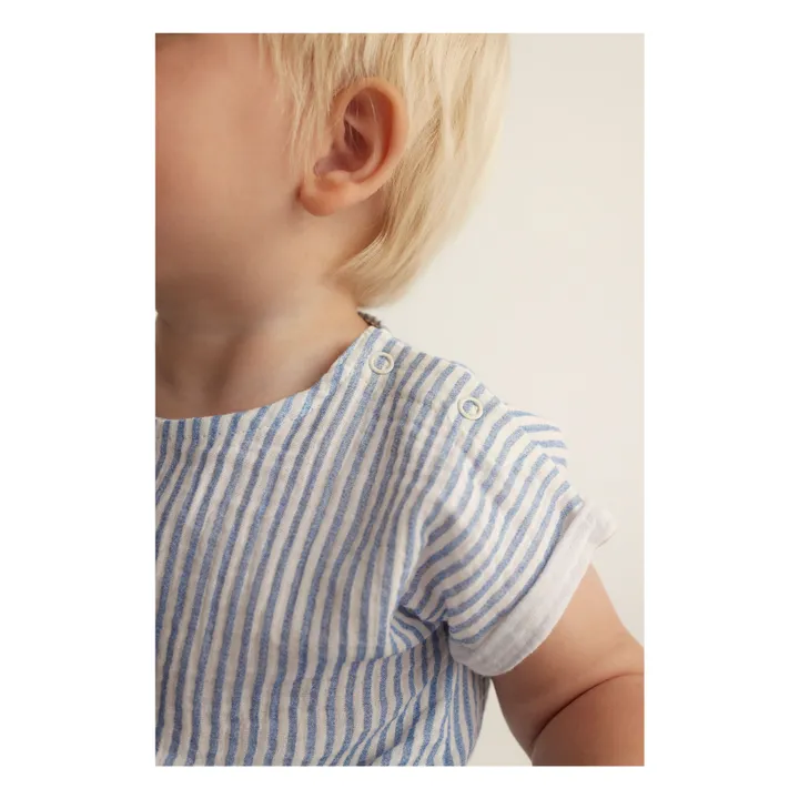T-Shirt Hanne Gaze Aus Baumwolle | Blau- Produktbild Nr. 2