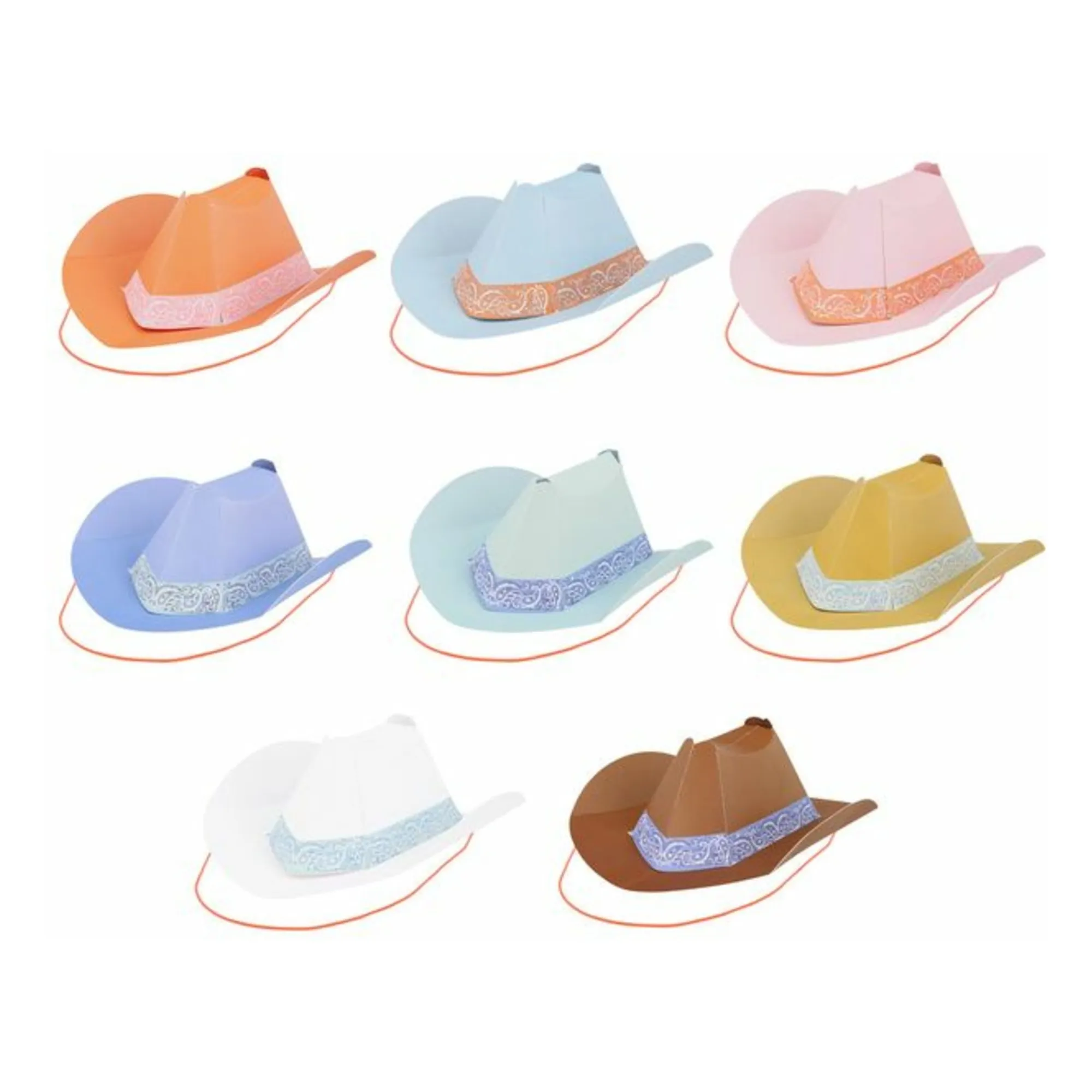 Meri Meri Multicoloured Western Party Hats - Set Of 8