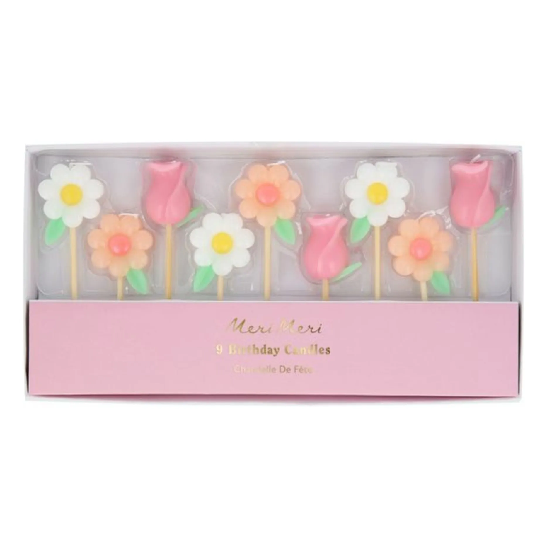 Bougies d'anniversaires Fleurs - Set de 9- Image produit n°1
