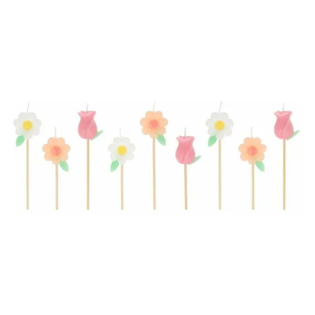 Geburtstagskerzen Blumen - 9er-Set