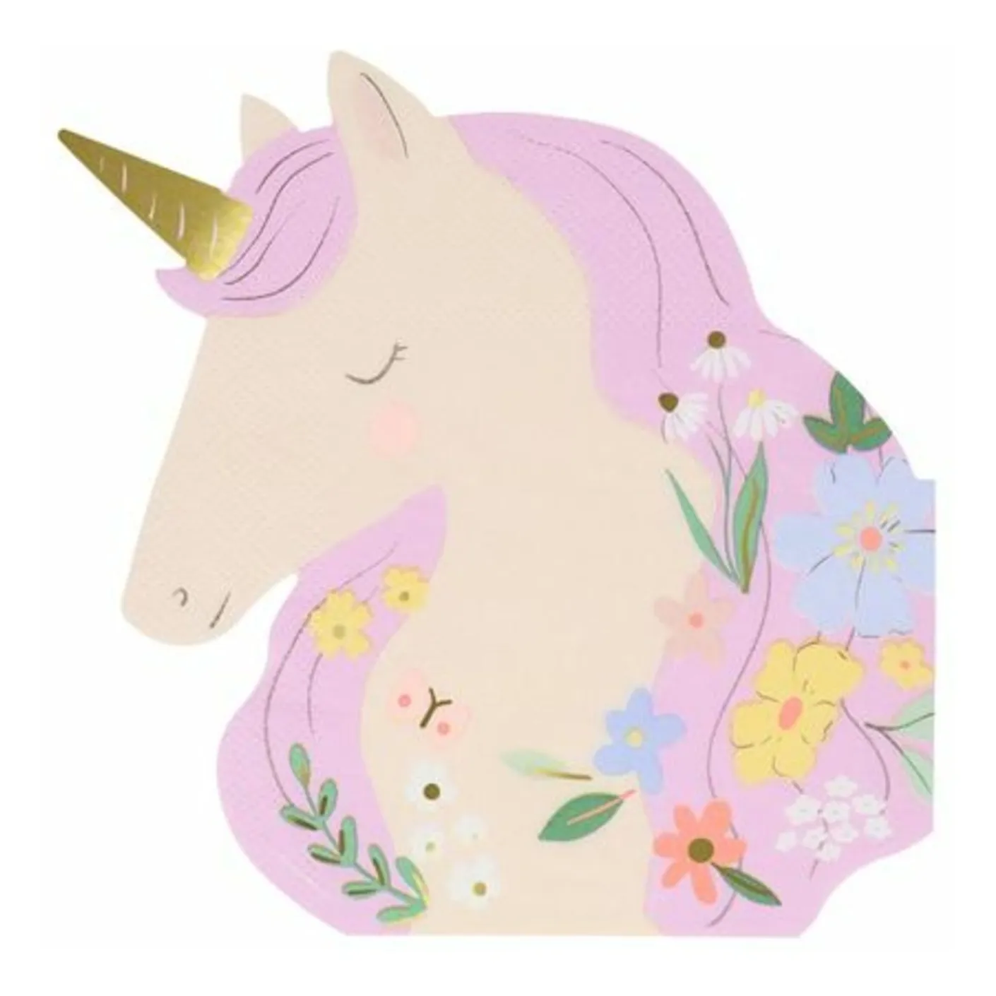 Meri Meri Multicoloured Large Paper Napkins Meadow Unicorns - Set Of 16
