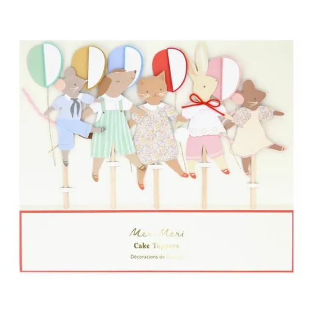 Animal Friends birthday cake decorations - Set of 5