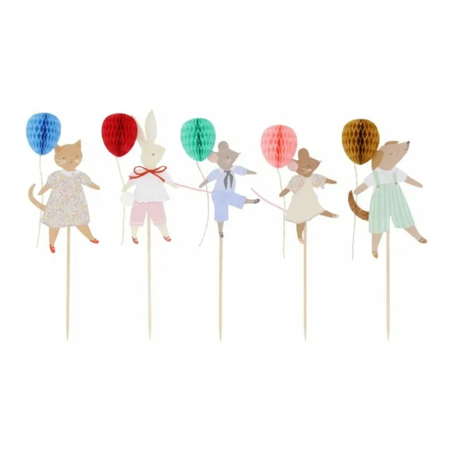 Animal Friends birthday cake decorations - Set of 5