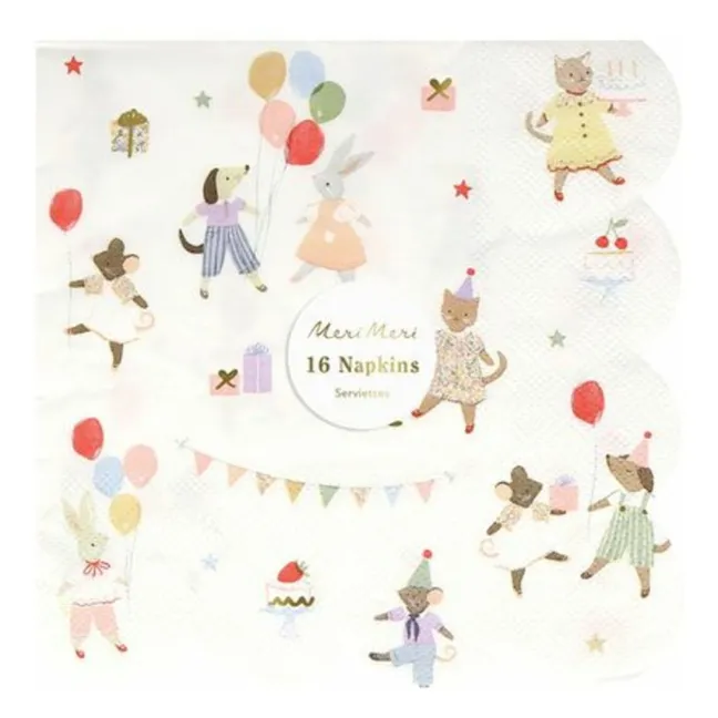 Servilletas de papel para cumpleaños Animal Friends - Set de 16