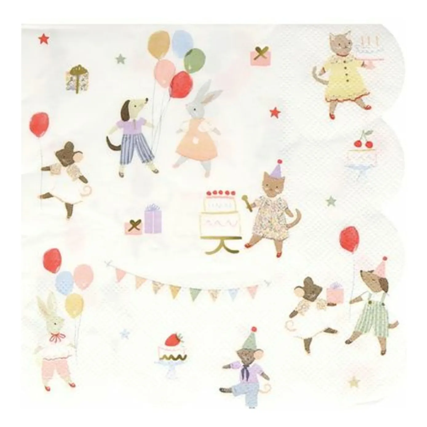 Meri Meri Multicoloured Animal Friends Birthday Paper Napkins - Set Of 16