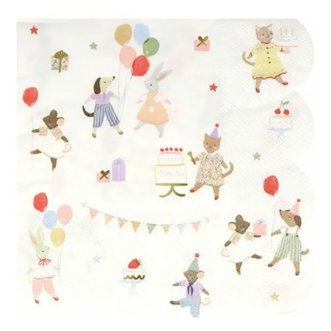 Servilletas de papel para cumpleaños Animal Friends - Set de 16