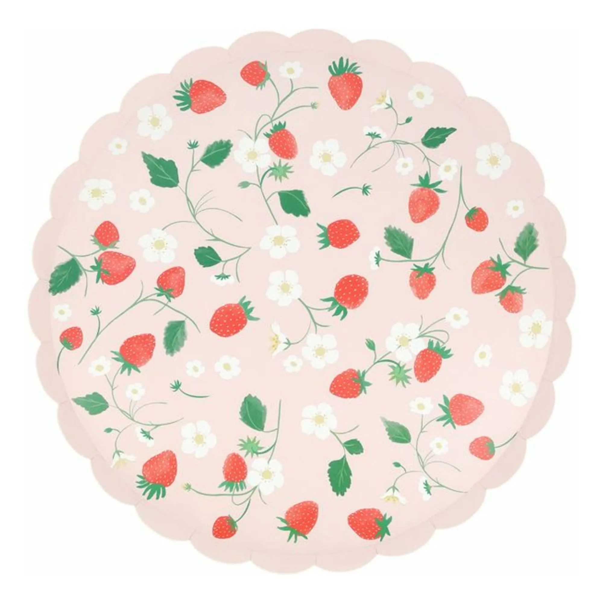 Meri Meri Pink Strawberry Plates - Set Of 8