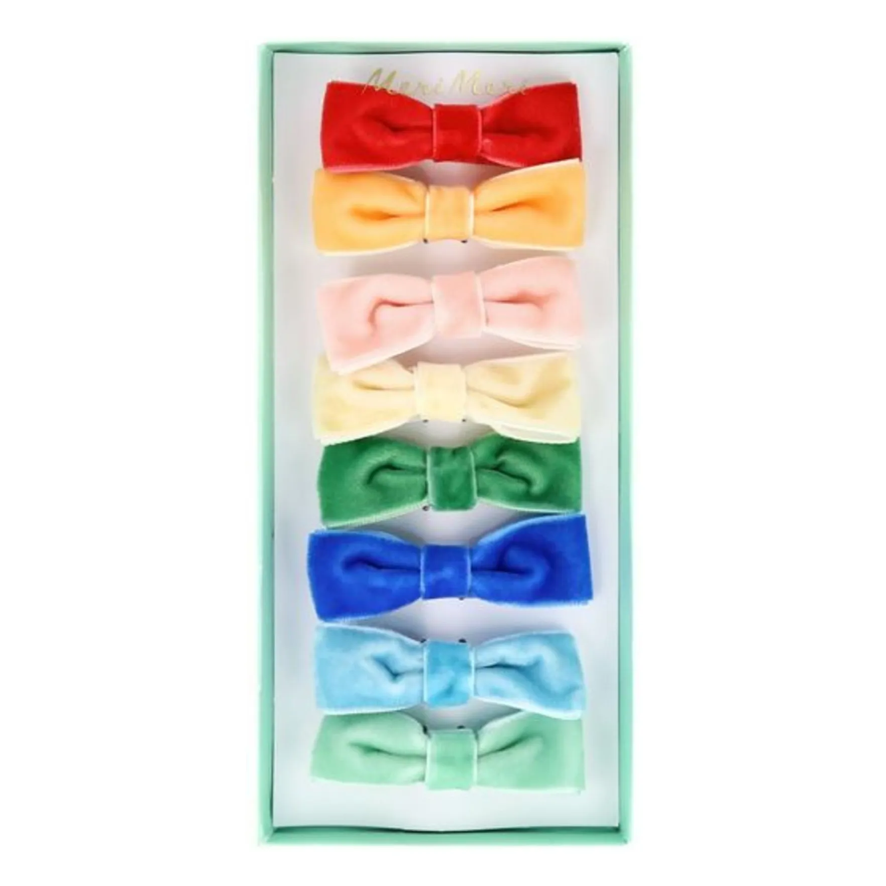 Meri Meri Multicoloured Velvet Bow Hair Clips - Set Of 8